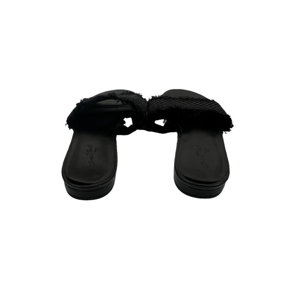 Universal Thread Black Woven Fringe Hem Slip On Sandals Size 8 Women's - Picture 8 of 9